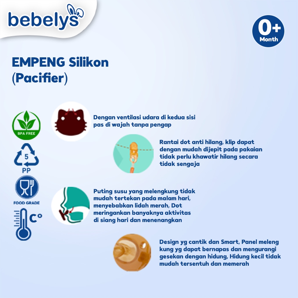 Bebelys Empeng Bayi Pacifier Full Silikon BPA Free