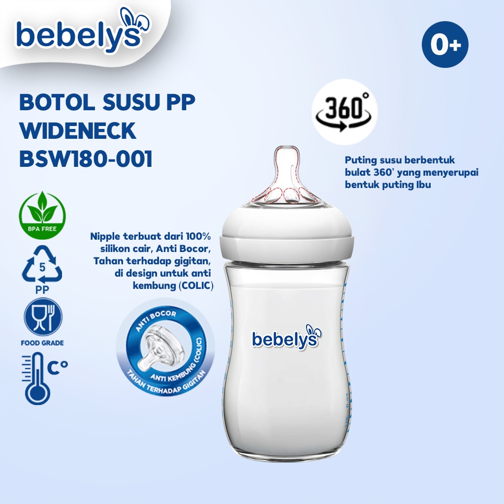 Bebelys Botol Susu 180ml Wideneck BPA Free BSW180-001