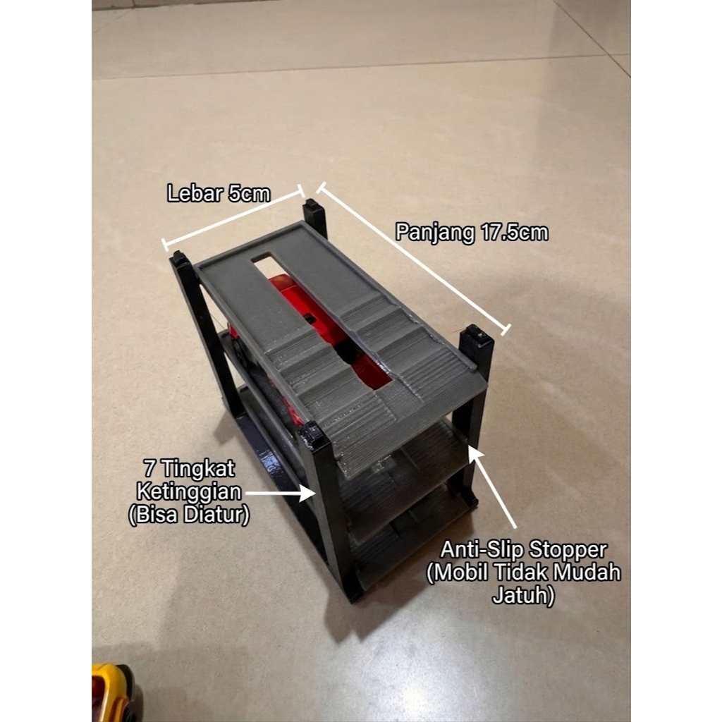 Ktmstore - PITBOX 1:64 Premium Rak Parkir Diecast Tumpuk Hot Wheels Mini GT PETG Adjustable