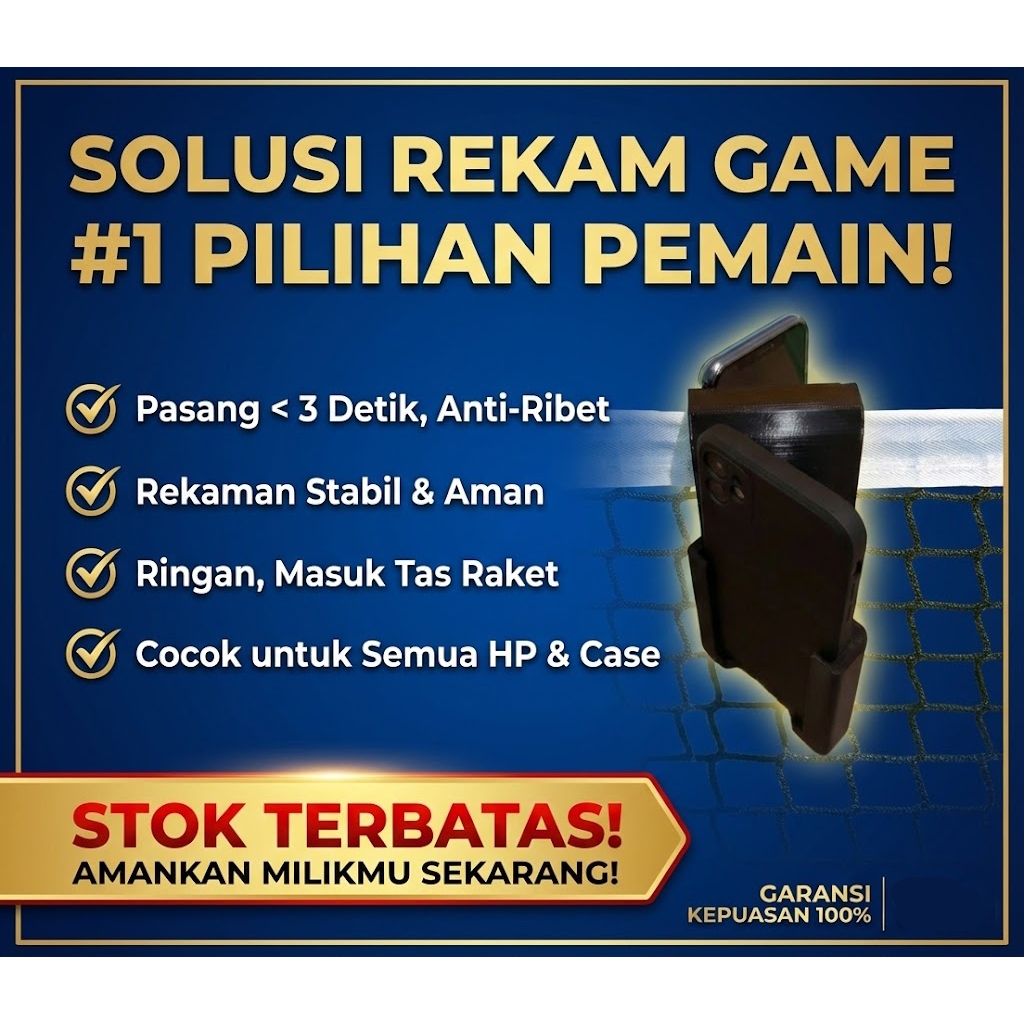 Ktmstore - KTMSTORE Phone Holder Net Tennis Padel Badminton Pickleball Dudukan HP Jaring Lapangan Ekonomis