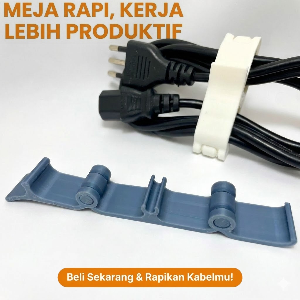 Ktmstore - Klip Penjepit Kabel Cable Organizer Clip Holder - Pengikat Kabel Charger HP Laptop Meja Rapi