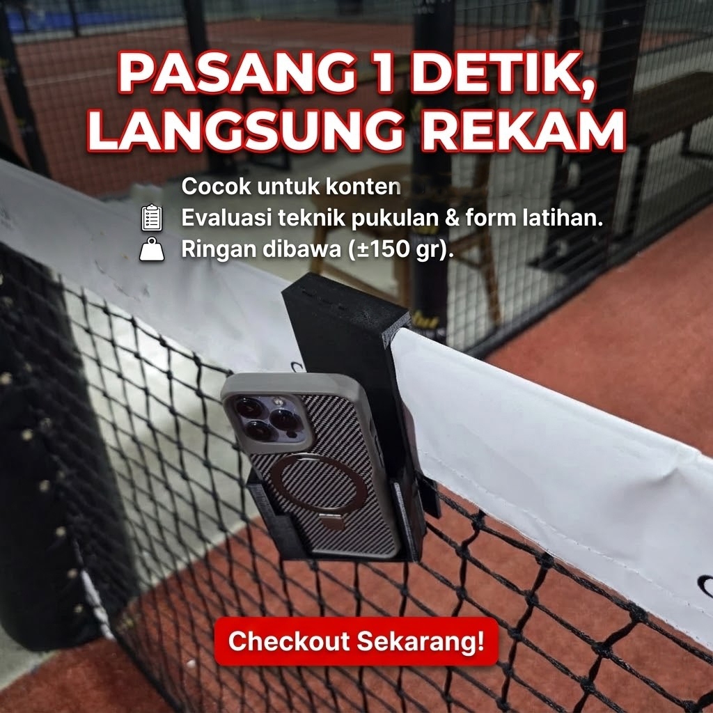 Ktmstore - Dudukan HP Jaring Lapangan Tennis Padel Badminton Net Phone Holder Universal Kokoh