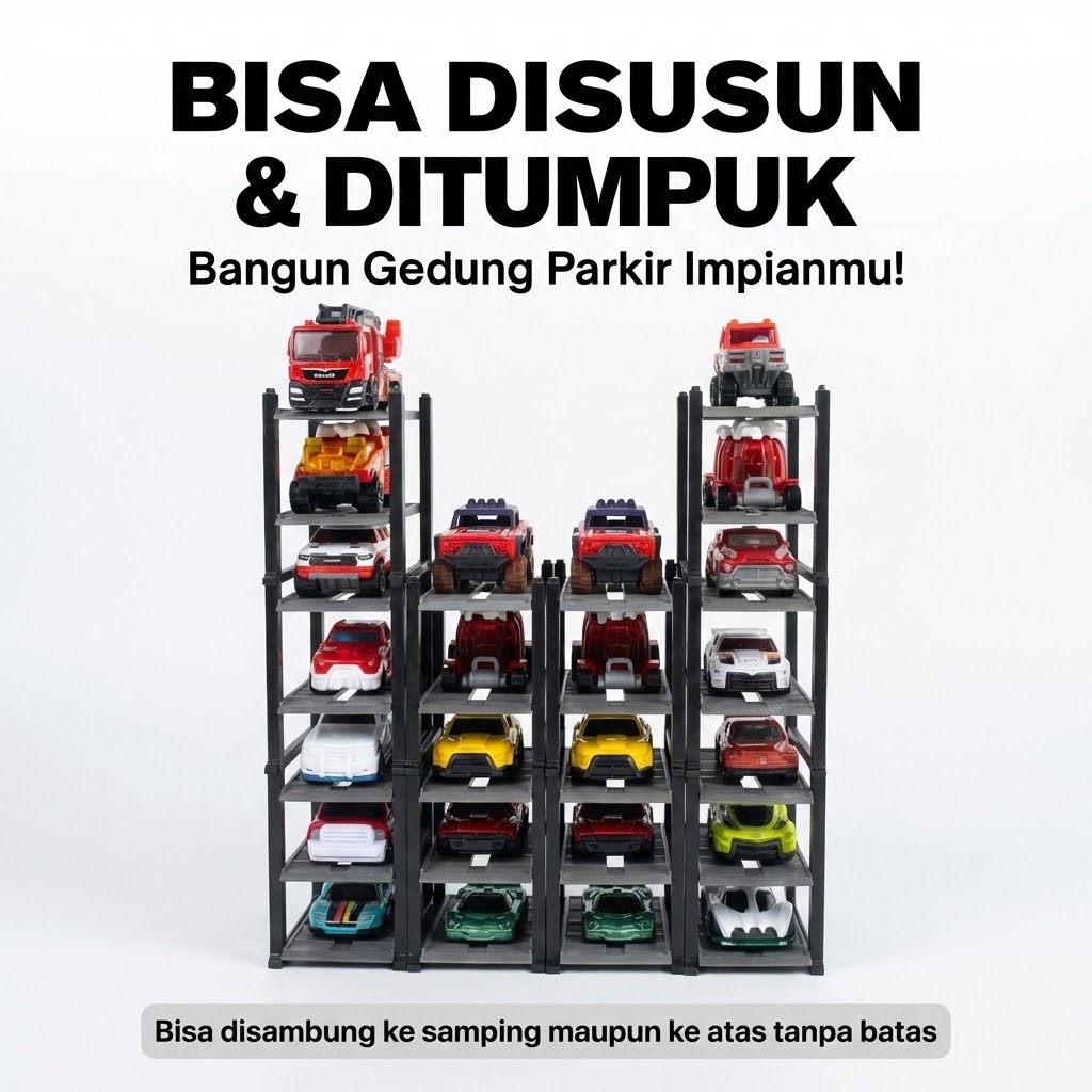 Ktmstore - PITBOX 1:64 Premium Rak Parkir Diecast Tumpuk Hot Wheels Mini GT PETG Adjustable