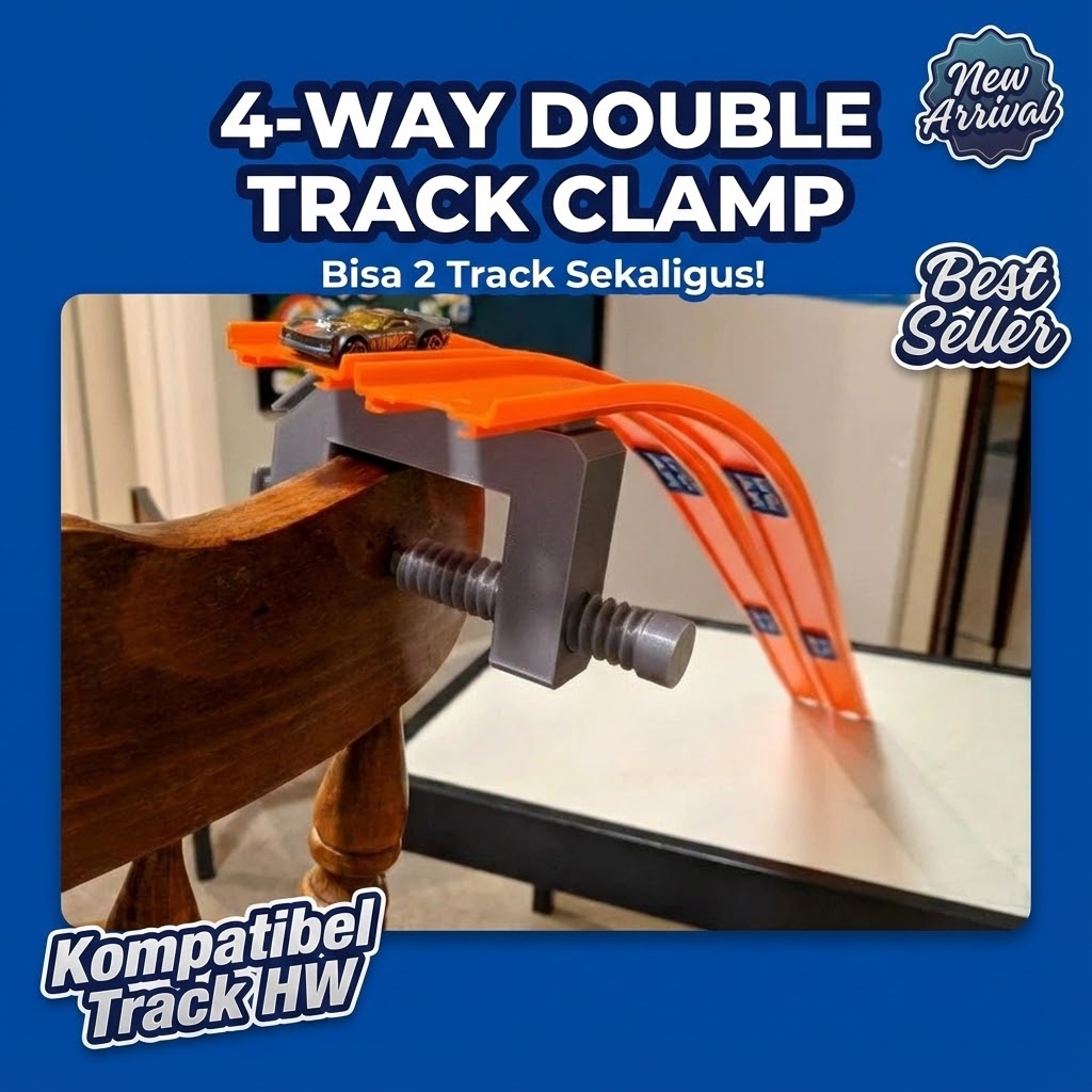 Ktmstore - Jepitan Double Track Hot Wheels 4-Way Clamp PETG Penyangga Track Builder Custom