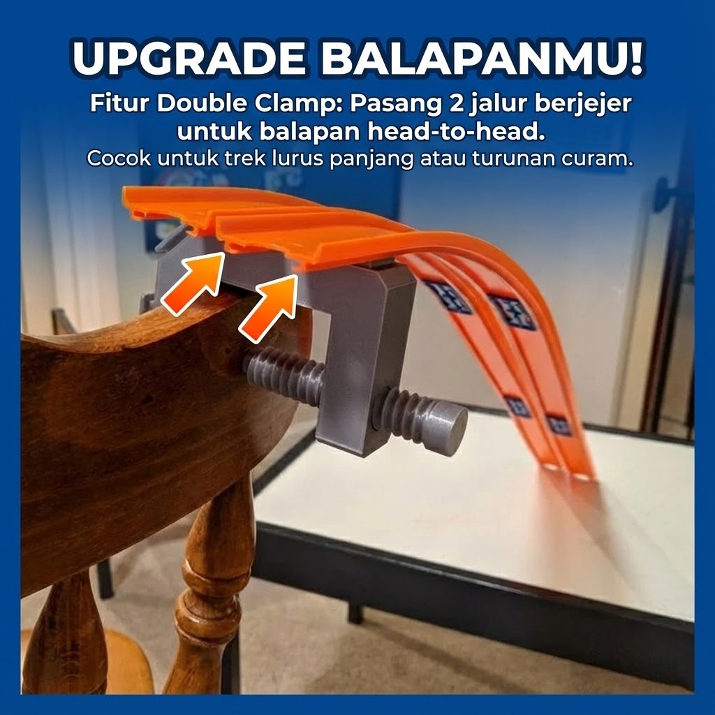 Ktmstore - Jepitan Double Track Hot Wheels 4-Way Clamp PETG Penyangga Track Builder Custom