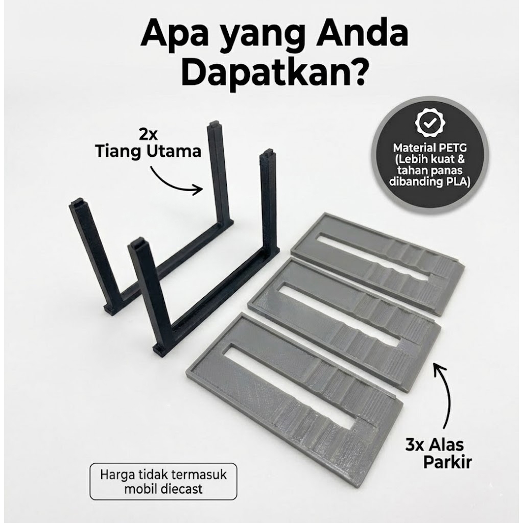 Ktmstore - PITBOX 1:64 Premium Rak Parkir Diecast Tumpuk Hot Wheels Mini GT PETG Adjustable