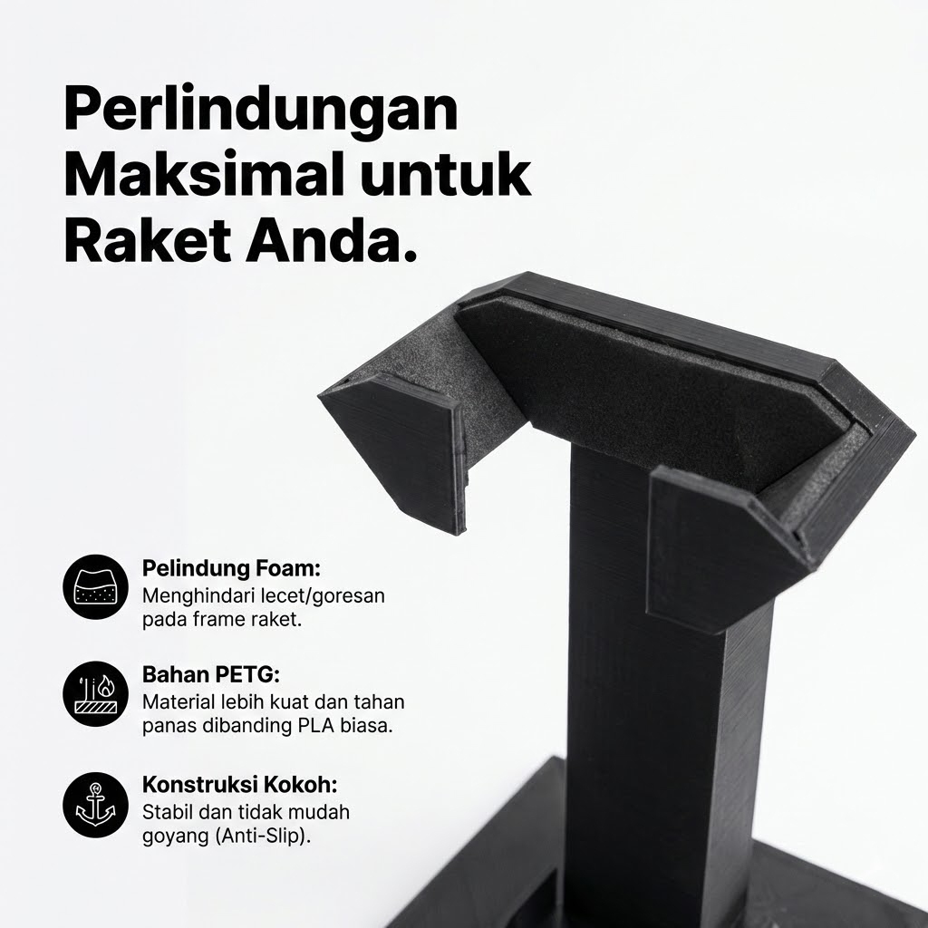 Ktmstore - PADEL RACKET STAND Rak Display Raket Padel 3D Printed Premium PETG