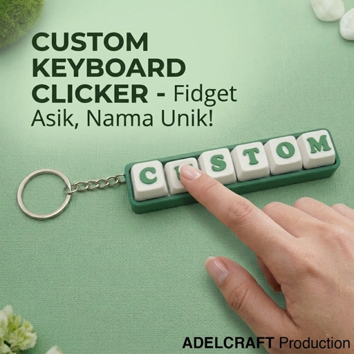 Ktmstore - Gantungan Kunci Custom Nama Keyboard Clicker Fidget Toy 3D PETG Mainan Mekanik Unik Lucu