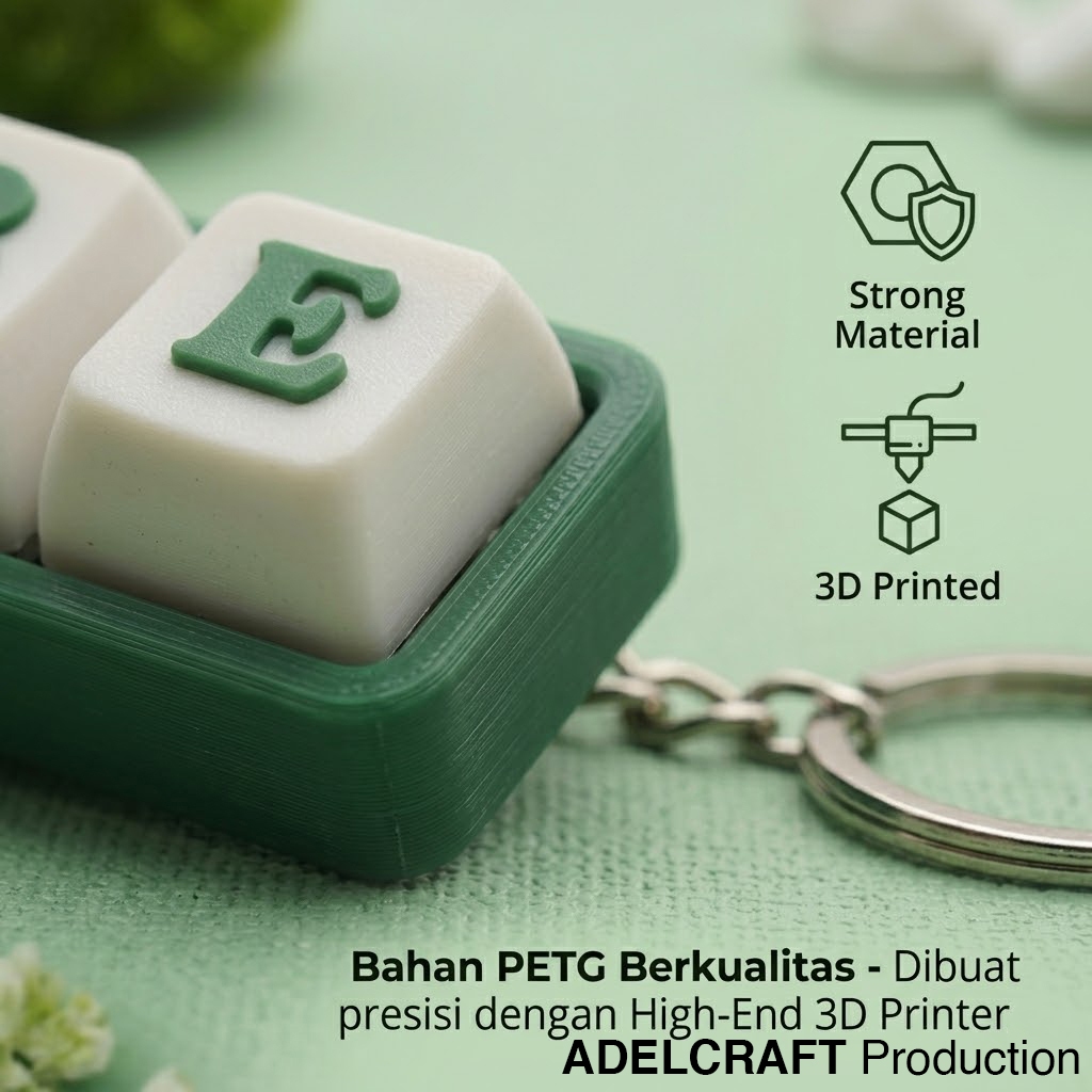 Ktmstore - Gantungan Kunci Custom Nama Keyboard Clicker Fidget Toy 3D PETG Mainan Mekanik Unik Lucu