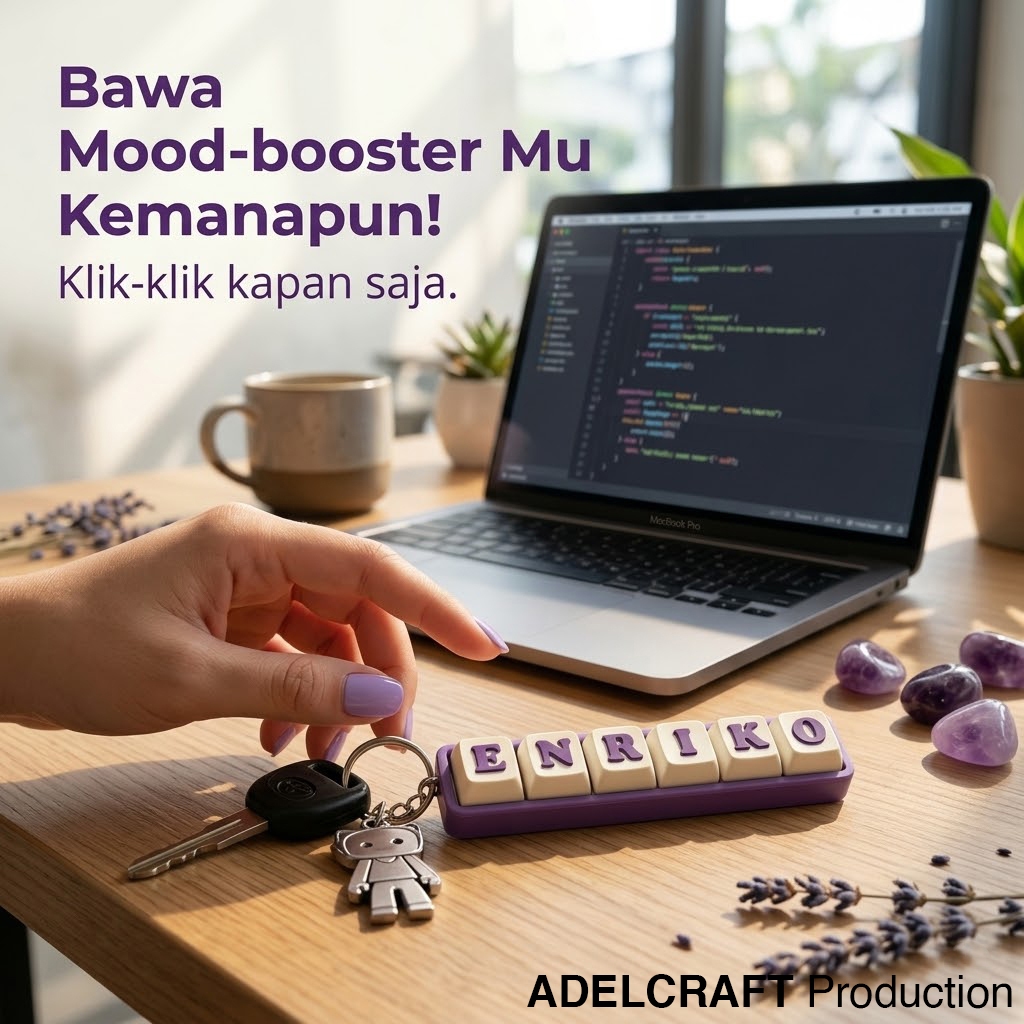 Ktmstore - Gantungan Kunci Custom Nama Keyboard Clicker Fidget Toy 3D PETG Mainan Mekanik Unik Lucu