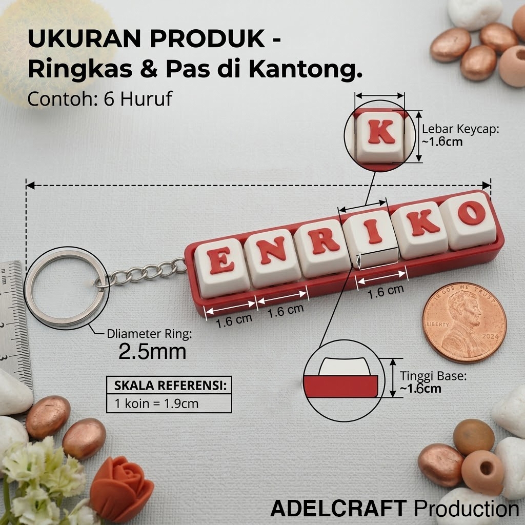 Ktmstore - Gantungan Kunci Custom Nama Keyboard Clicker Fidget Toy 3D PETG Mainan Mekanik Unik Lucu