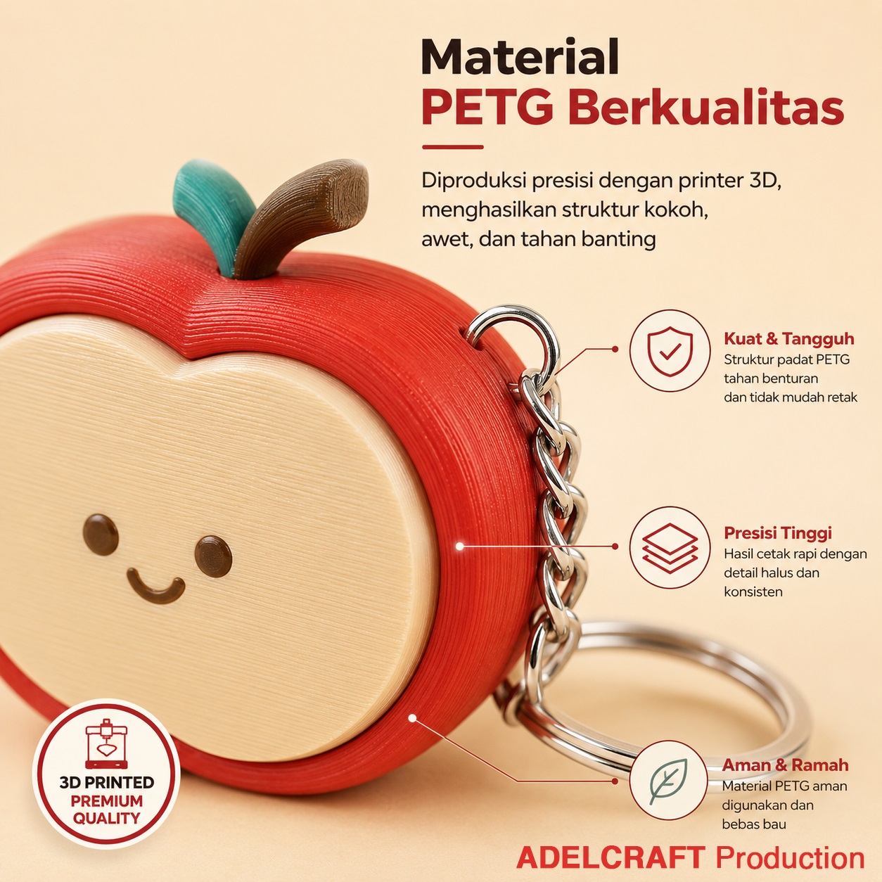 Ktmstore - Apple Clicker Fidget Gantungan Kunci Mechanical Keyboard 3D ASMR PETG Apel Premium