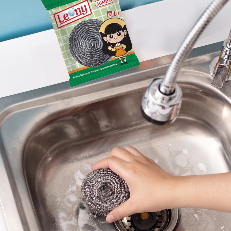 Sabut Stainless Leony Jumbo Anti Karat kawat gosok panci Tahan Lama