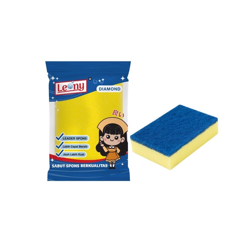 Sabut Spons Leony Diamond Extra Kuat Cuci Piring Anti Noda Peralatan Masak