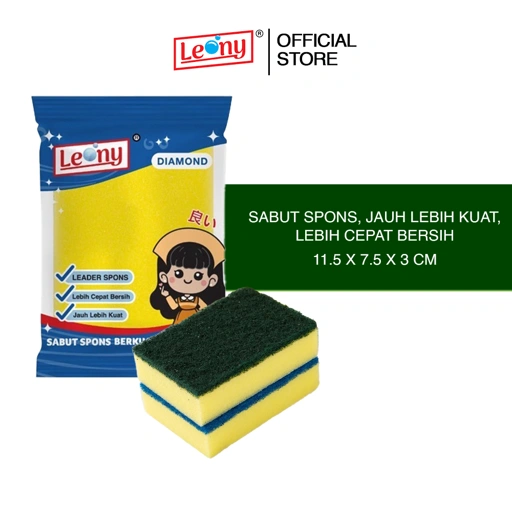 Sabut Spons Leony Diamond Extra Kuat Cuci Piring Anti Noda Peralatan Masak