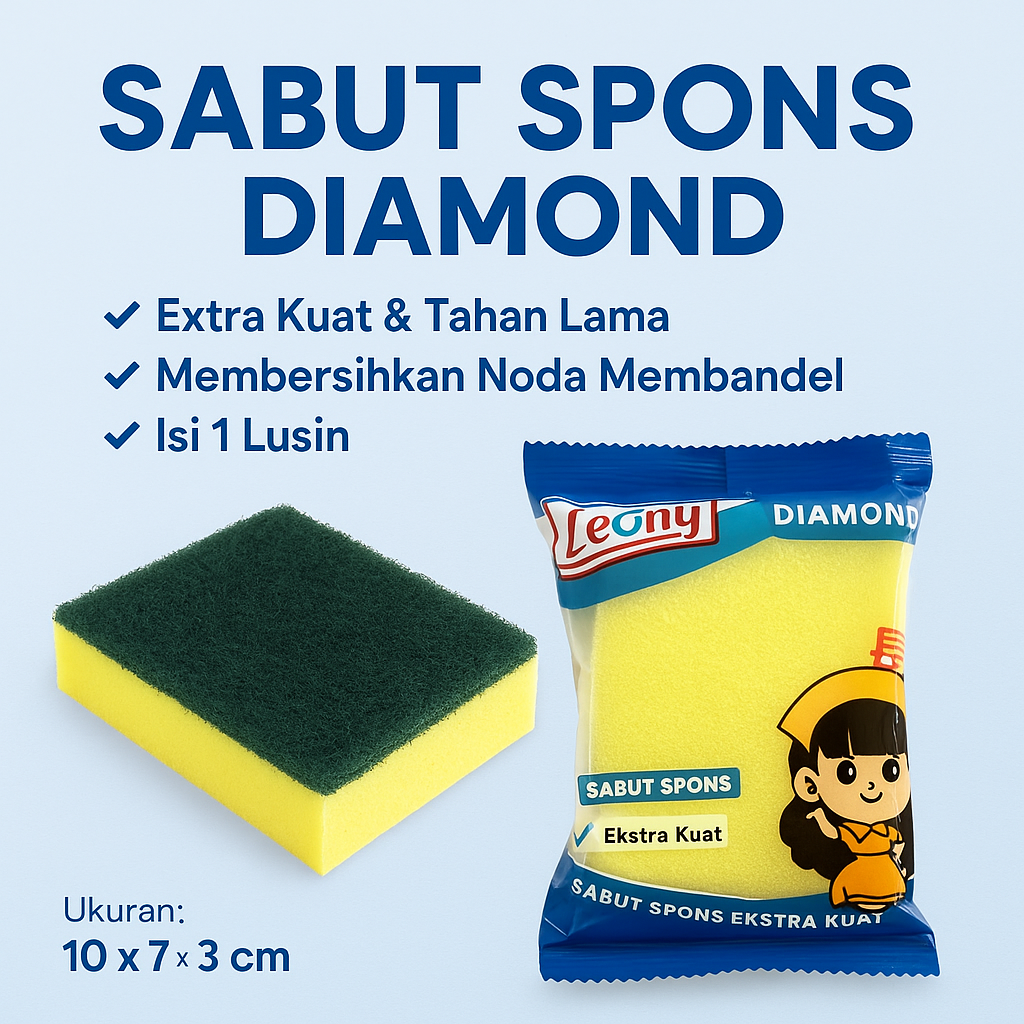 Sabut Spons Leony Diamond Extra Kuat Cuci Piring Anti Noda Peralatan Masak