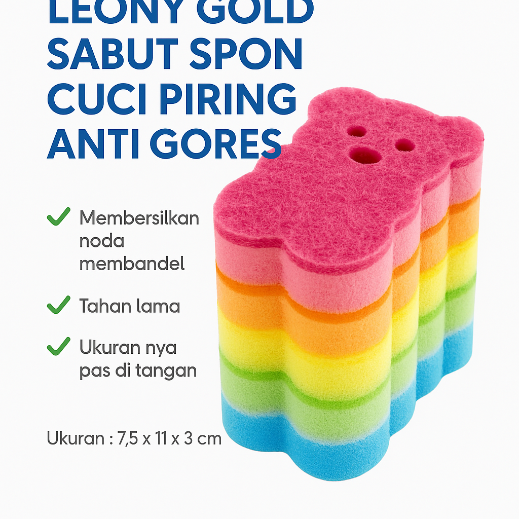 Leony Gold Sabut Spons Cuci Piring Anti Gores Bersih Tahan Lama
