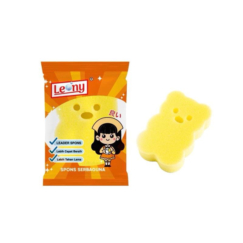 Leony Fluffy Bear Spons Serbaguna Anti Gores Bersihkan Alat Masak Perabot