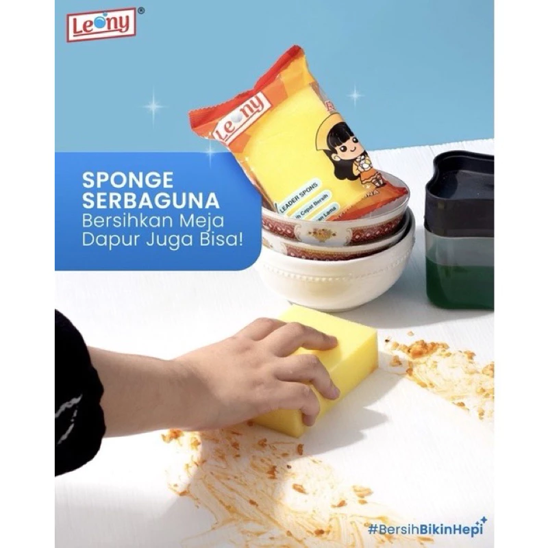 Leony Fluffy Bear Spons Serbaguna Anti Gores Bersihkan Alat Masak Perabot