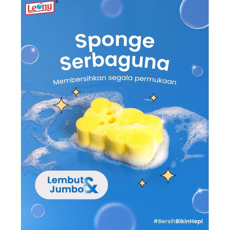 Leony Fluffy Bear Spons Serbaguna Anti Gores Bersihkan Alat Masak Perabot
