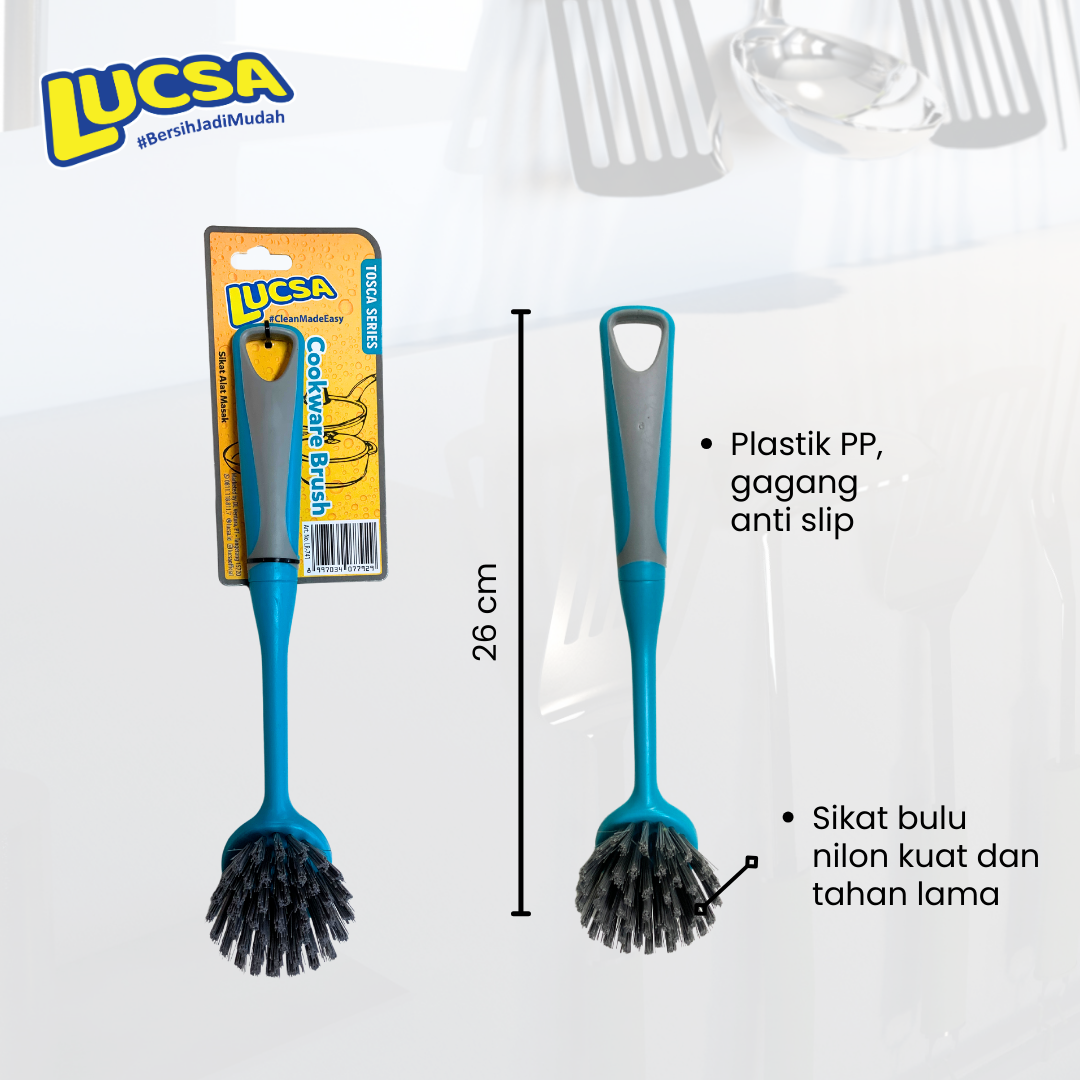 Sikat Dapur Plastik Nilon Sikat Alat Masak 26cm Panci Kuali Wajan Cookware Brush Lucsa LR-741