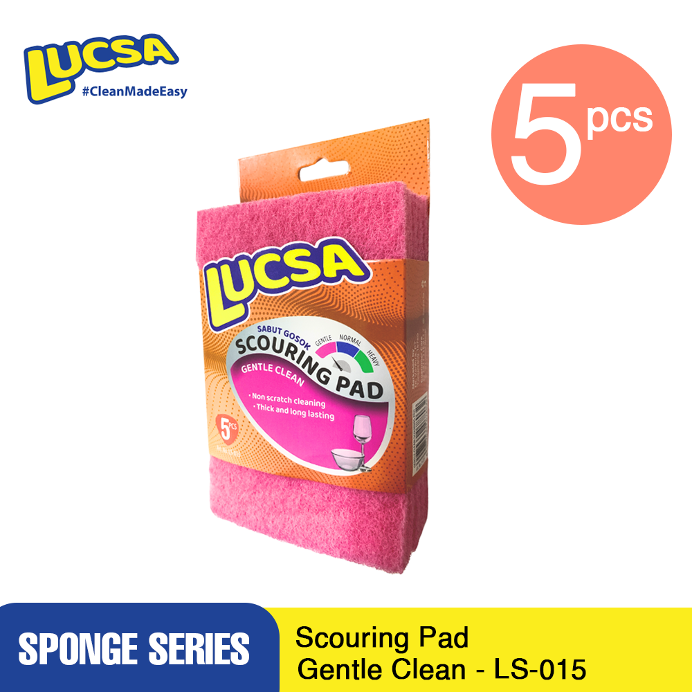 Sabut cuci piring tapas gosok Scouring pads 5 pcs Gentle Use lembut Anti Gores LS-015 Lucsa
