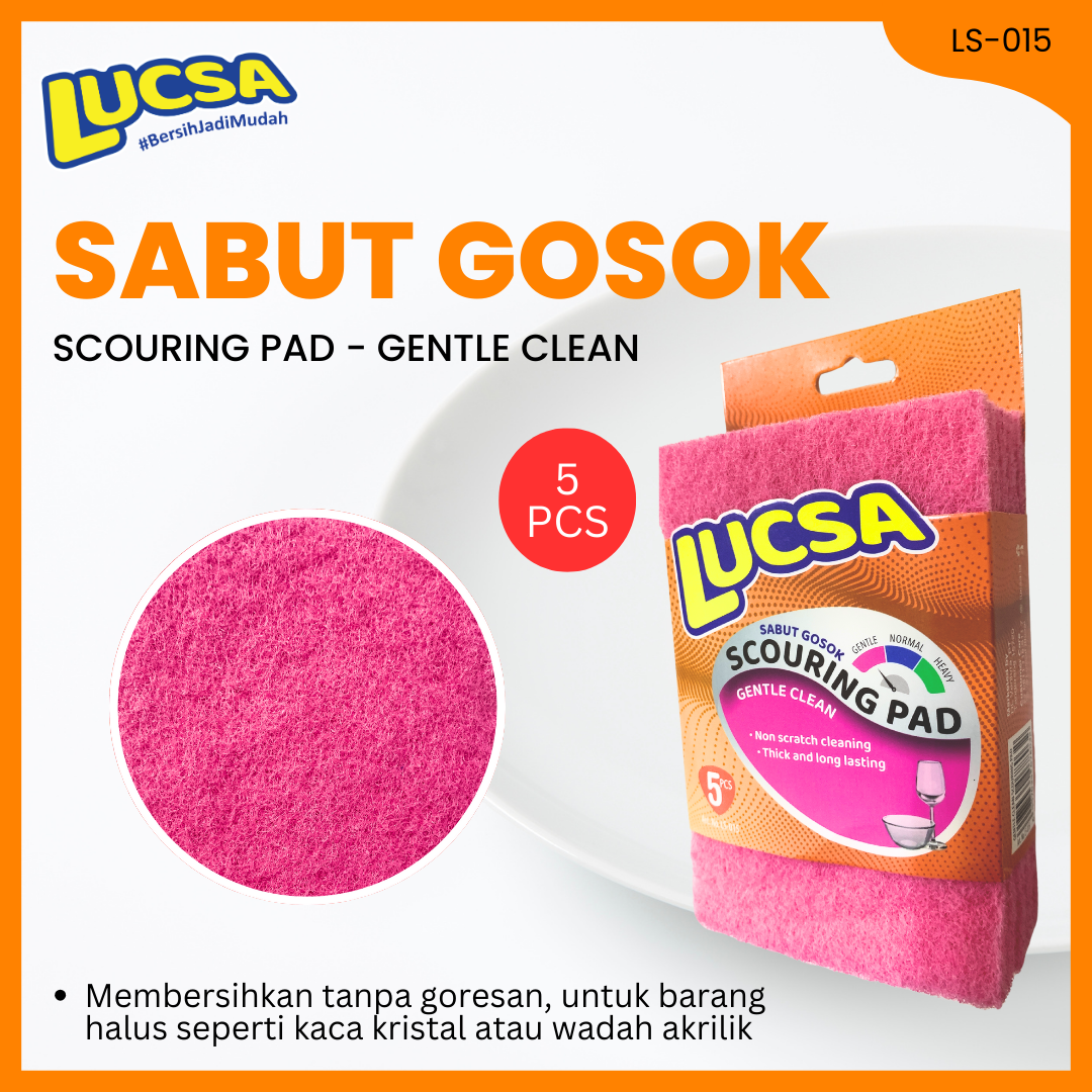 Sabut cuci piring tapas gosok Scouring pads 5 pcs Gentle Use lembut Anti Gores LS-015 Lucsa
