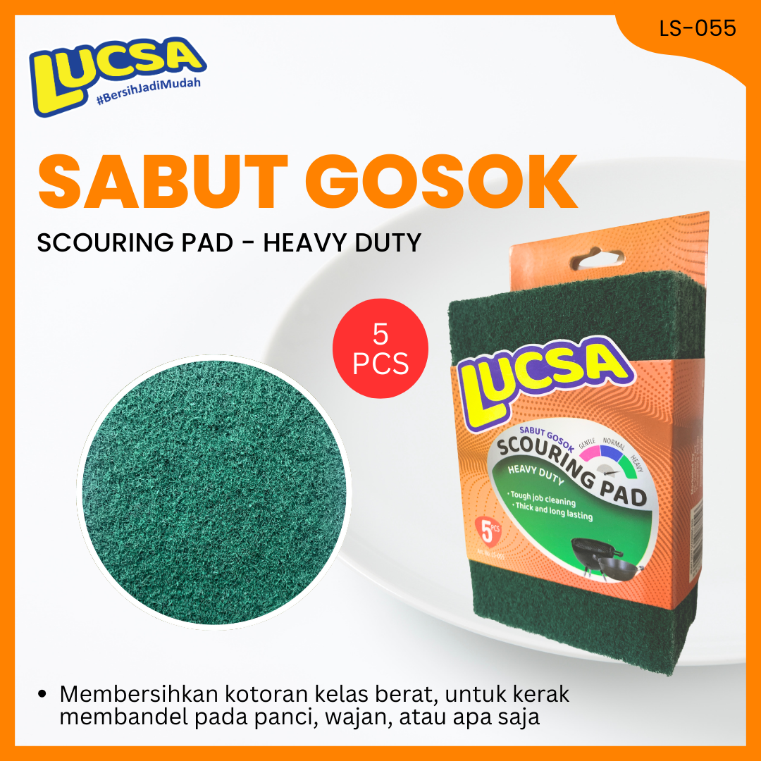 Sabut cuci piring tapas gosok Scouring pads 5 pcs Heavy Duty Keras LS-055 Lucsa