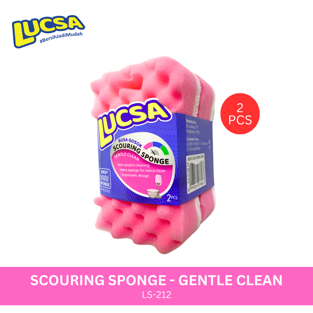 Sabut cuci piring Spons Sponge Gelombang 2 pc Gentle Use lembut Anti Gores LS-212 Lucsa