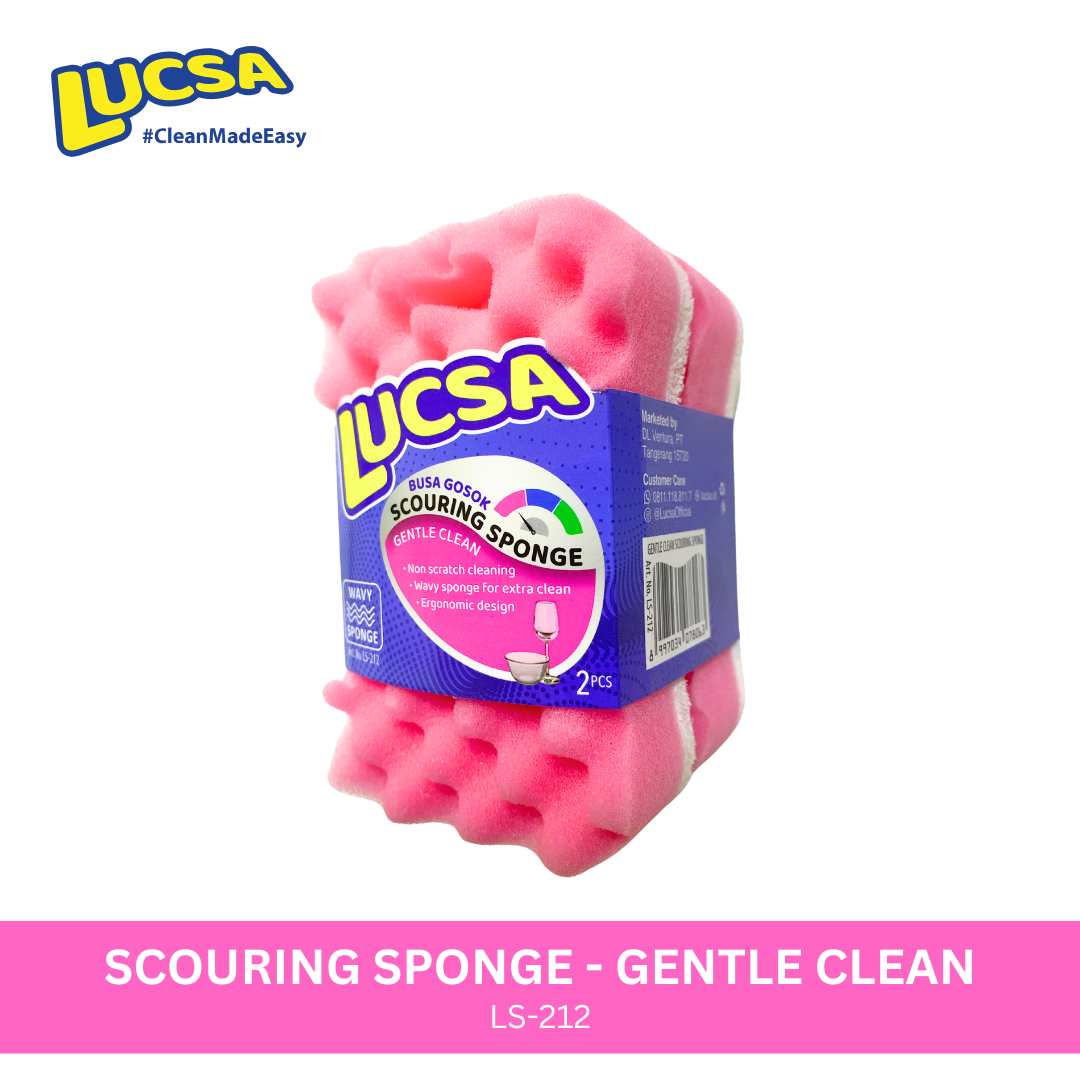 Sabut cuci piring Spons Sponge Gelombang 2 pc Gentle Use lembut Anti Gores LS-212 Lucsa