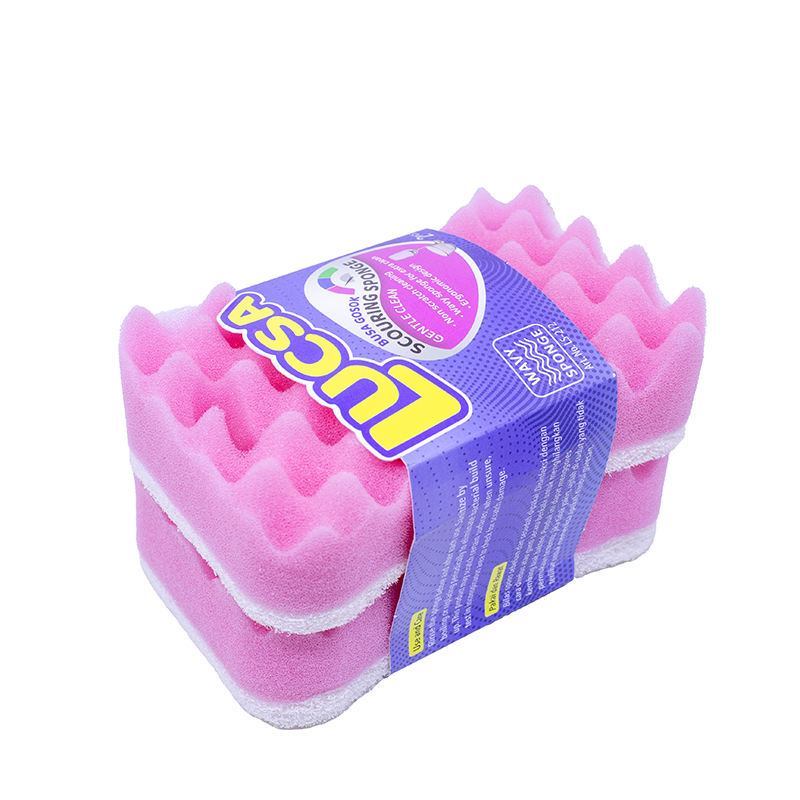 Sabut cuci piring Spons Sponge Gelombang 2 pc Gentle Use lembut Anti Gores LS-212 Lucsa
