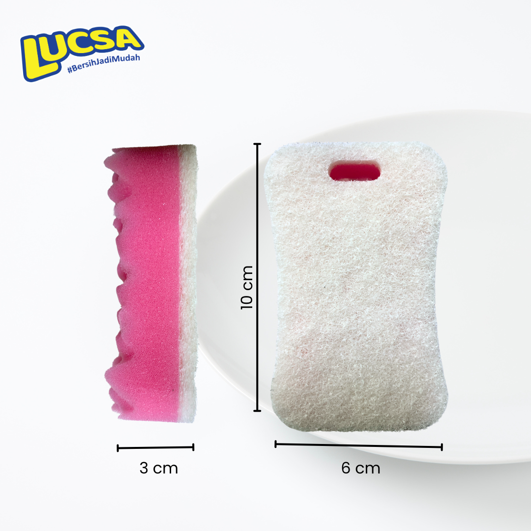 Sabut cuci piring Spons Sponge Gelombang 2 pc Gentle Use lembut Anti Gores LS-212 Lucsa