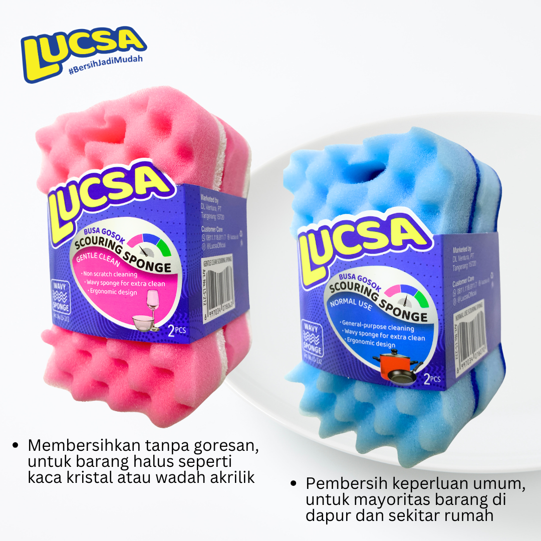 Sabut cuci piring Spons Sponge Gelombang 2 pc Normal Use Multifungsi Gosok LS-232 Lucsa