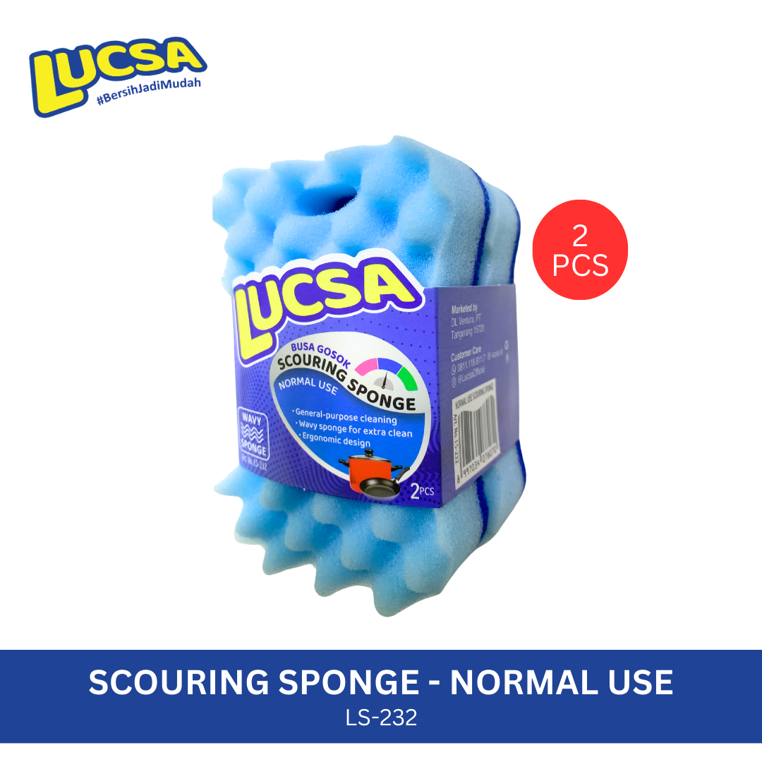 Sabut cuci piring Spons Sponge Gelombang 2 pc Normal Use Multifungsi Gosok LS-232 Lucsa