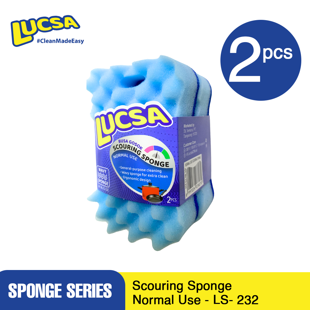 Sabut cuci piring Spons Sponge Gelombang 2 pc Normal Use Multifungsi Gosok LS-232 Lucsa