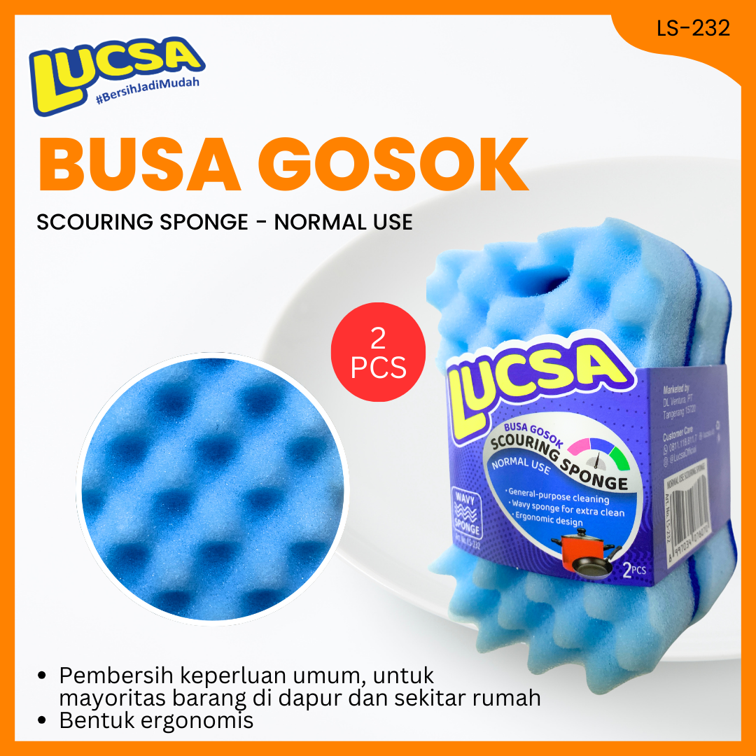 Sabut cuci piring Spons Sponge Gelombang 2 pc Normal Use Multifungsi Gosok LS-232 Lucsa