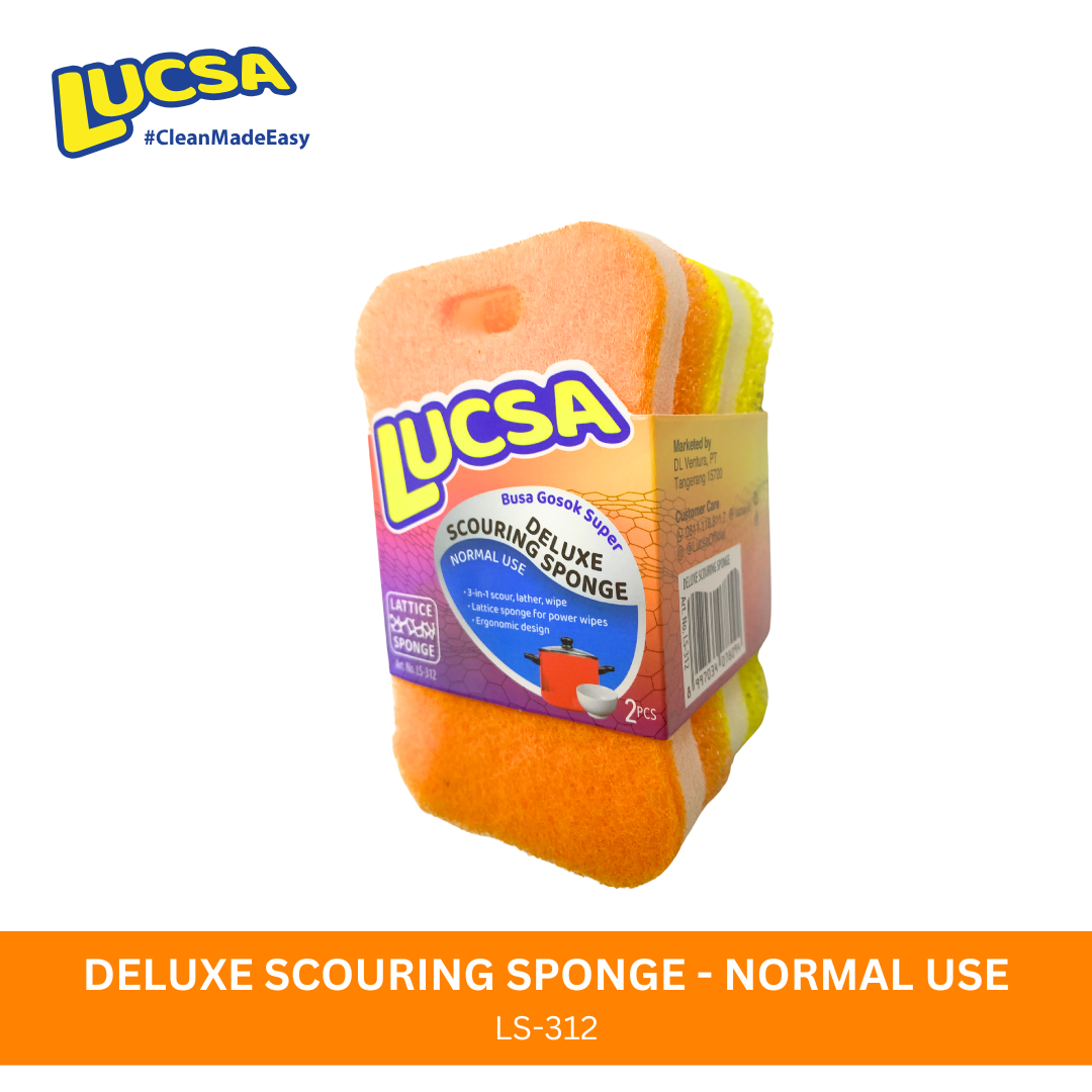 Sabut cuci piring Deluxe Spons Sponge 2 pc Normal Use Multifungsi Gosok LS-312 Lucsa