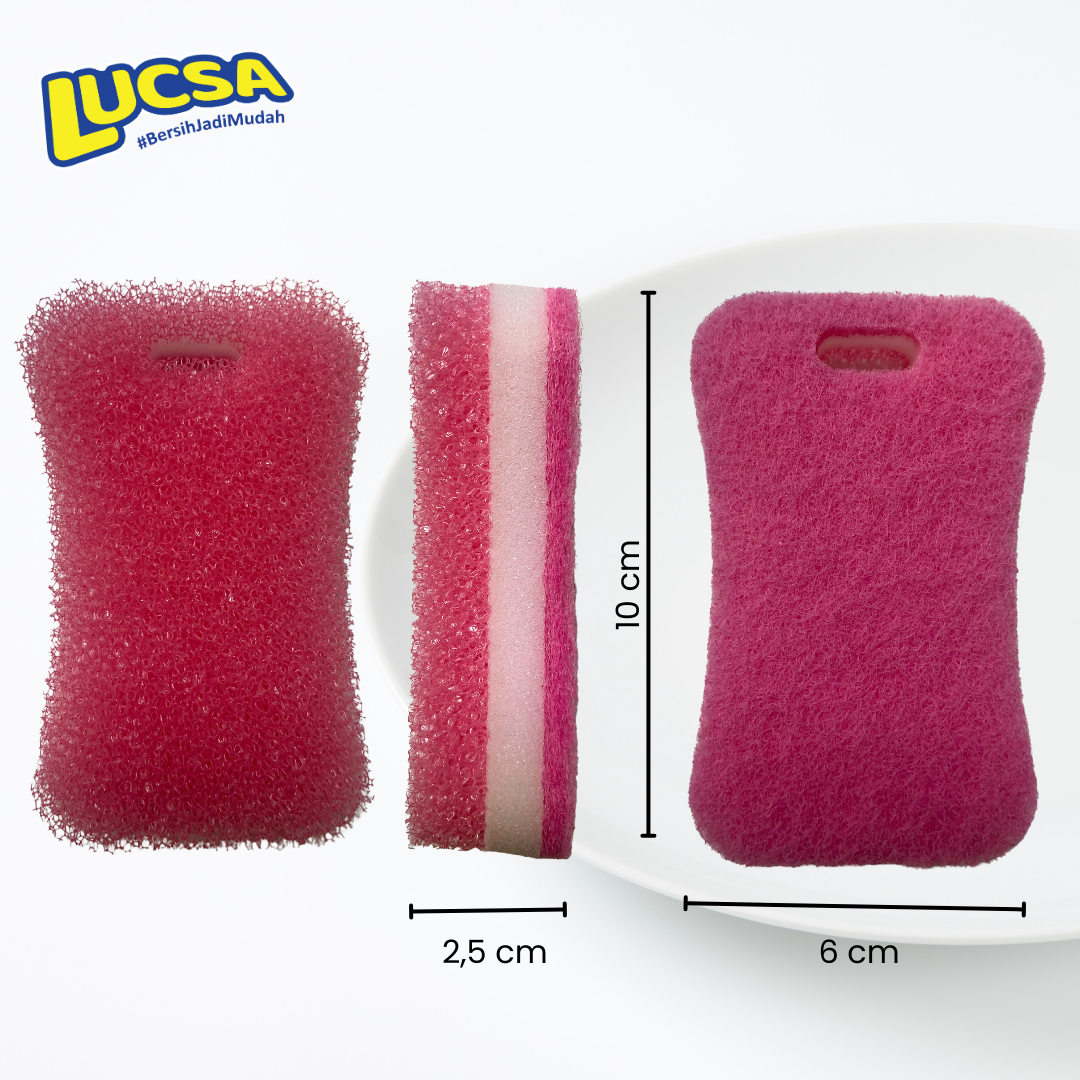 Sabut cuci piring Deluxe Spons Sponge 2 pc Normal Use Multifungsi Gosok LS-312 Lucsa