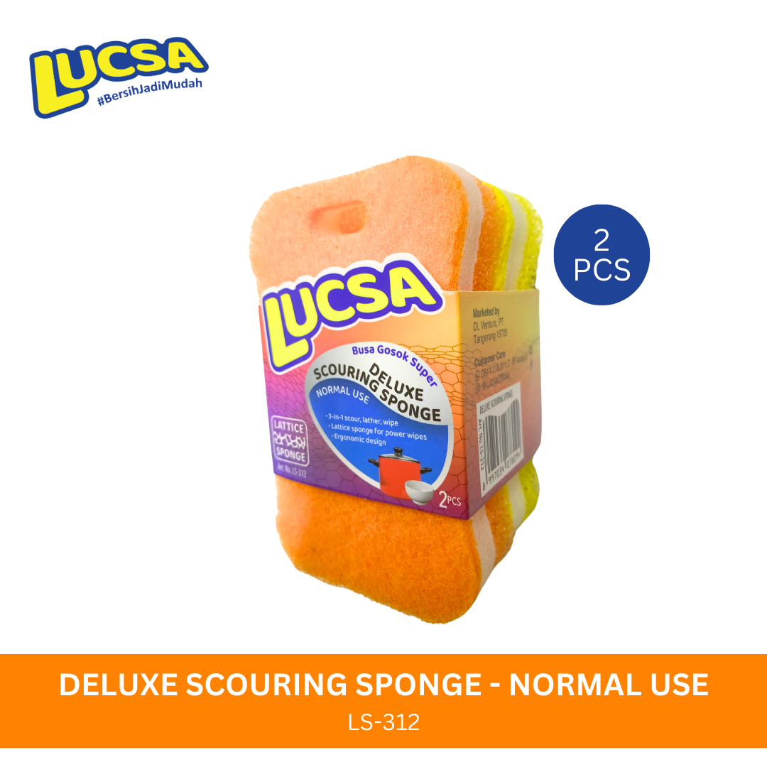 Sabut cuci piring Deluxe Spons Sponge 2 pc Normal Use Multifungsi Gosok LS-312 Lucsa