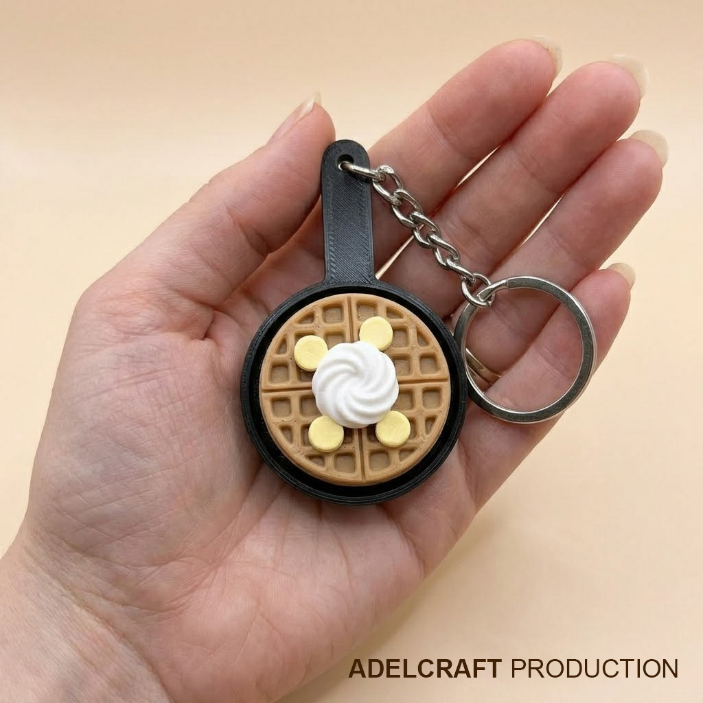 Ktmstore - Waffle wafel Clicker Fidget Gantungan Kunci Mechanical Keyboard wafer pisang cream krim 3D ASMR