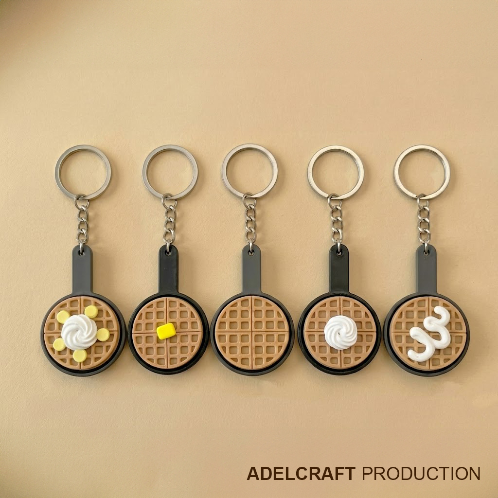 Ktmstore - Waffle wafel Clicker Fidget Gantungan Kunci Mechanical Keyboard wafer pisang cream krim 3D ASMR