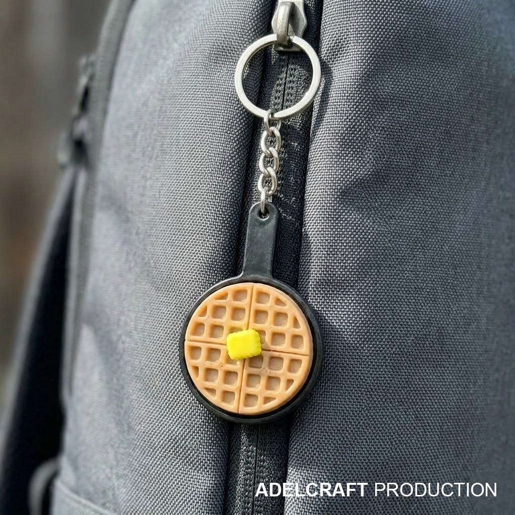 Ktmstore - Waffle wafel Clicker Fidget Gantungan Kunci Mechanical Keyboard wafer pisang cream krim 3D ASMR