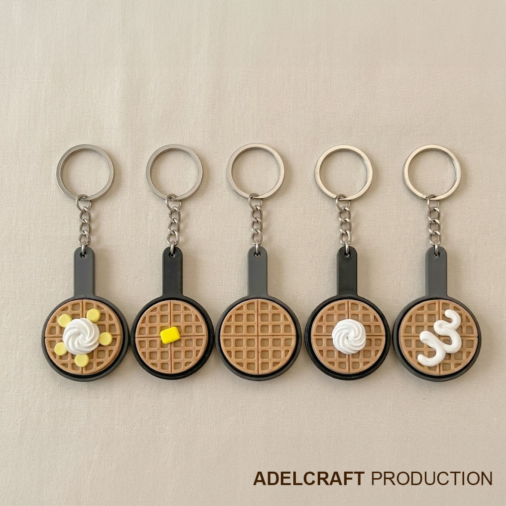 Ktmstore - Waffle wafel Clicker Fidget Gantungan Kunci Mechanical Keyboard wafer pisang cream krim 3D ASMR