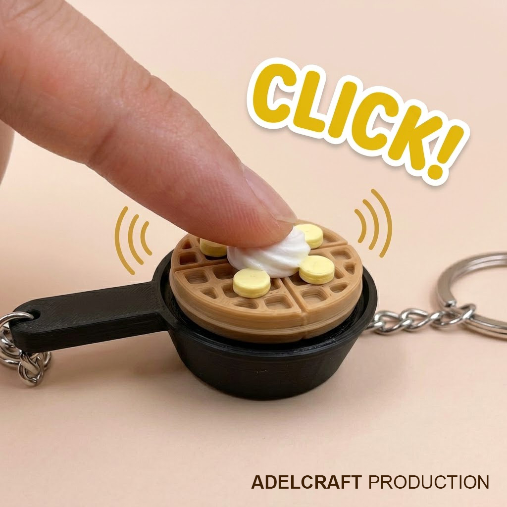 Ktmstore - Waffle wafel Clicker Fidget Gantungan Kunci Mechanical Keyboard wafer pisang cream krim 3D ASMR