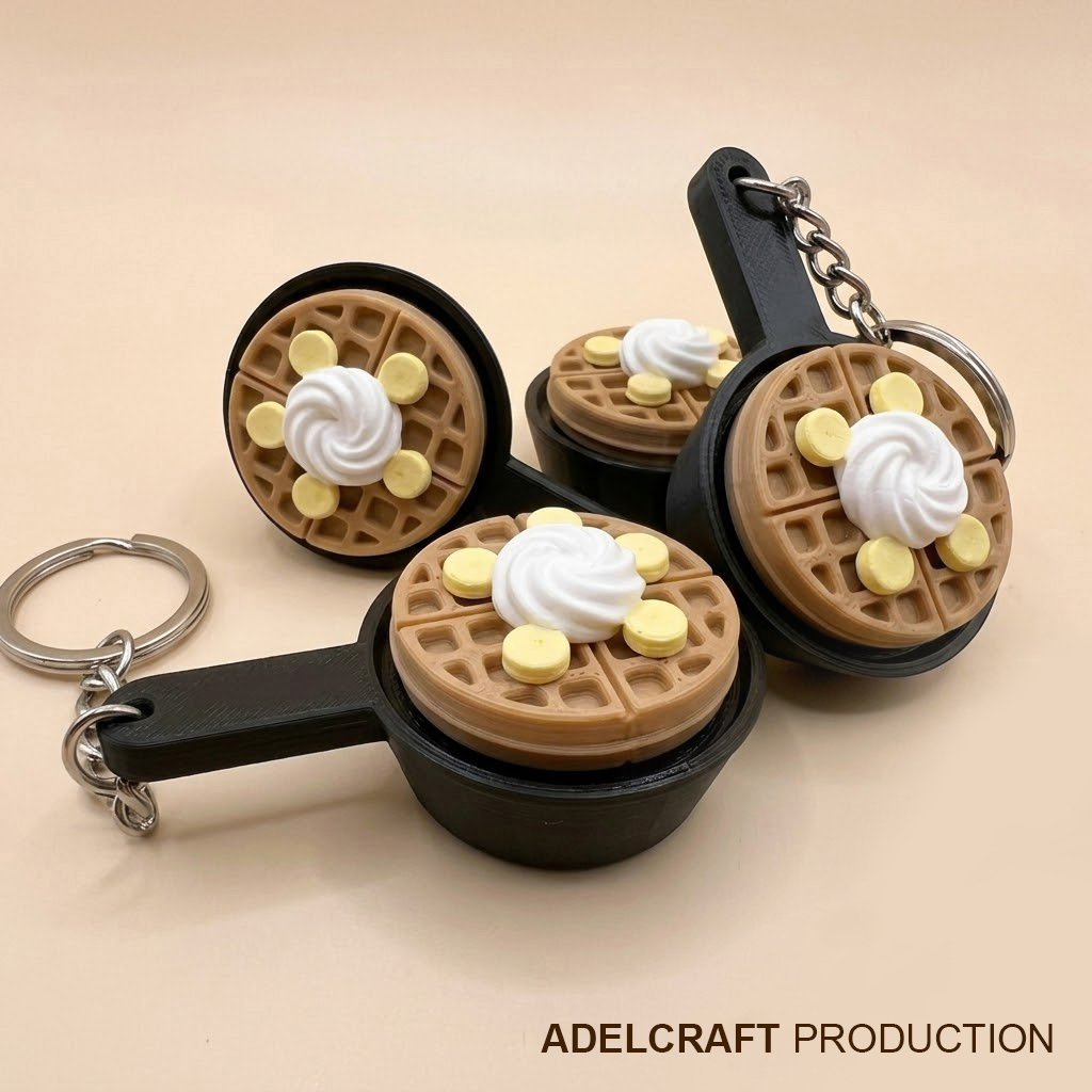 Ktmstore - Waffle wafel Clicker Fidget Gantungan Kunci Mechanical Keyboard wafer pisang cream krim 3D ASMR