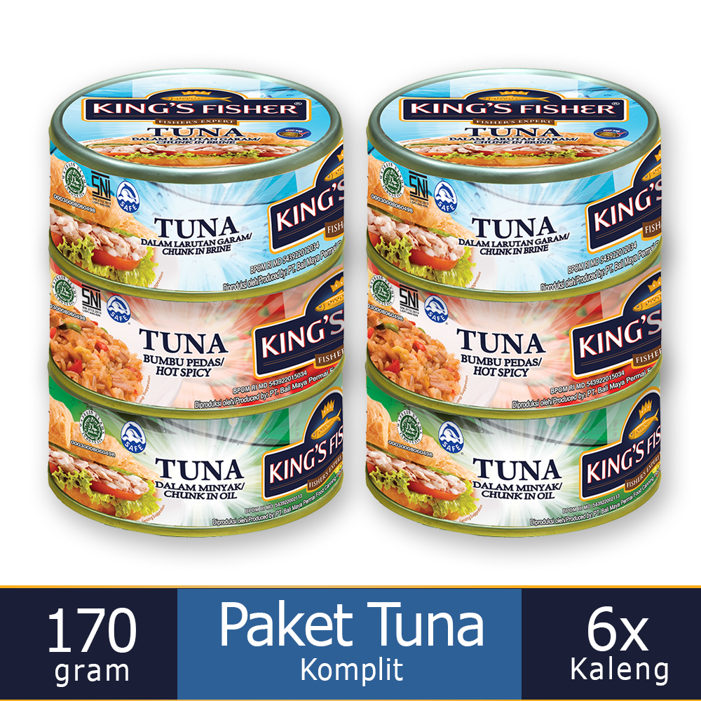 Paket Tuna Kaleng Komplit Kings Fisher semua rasa 170g