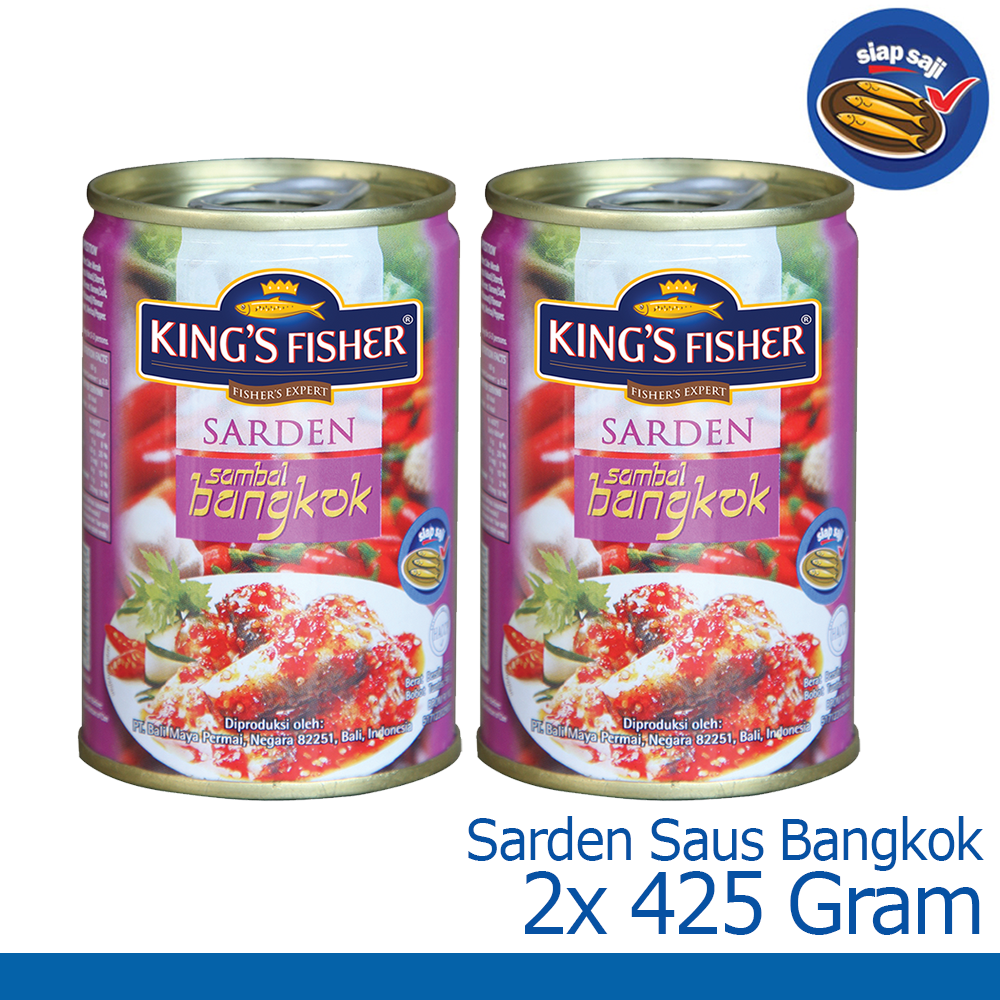 Paket 2 pcs Kings Fisher Sarden saus bangkok 425g Makanan Kaleng kings fisher