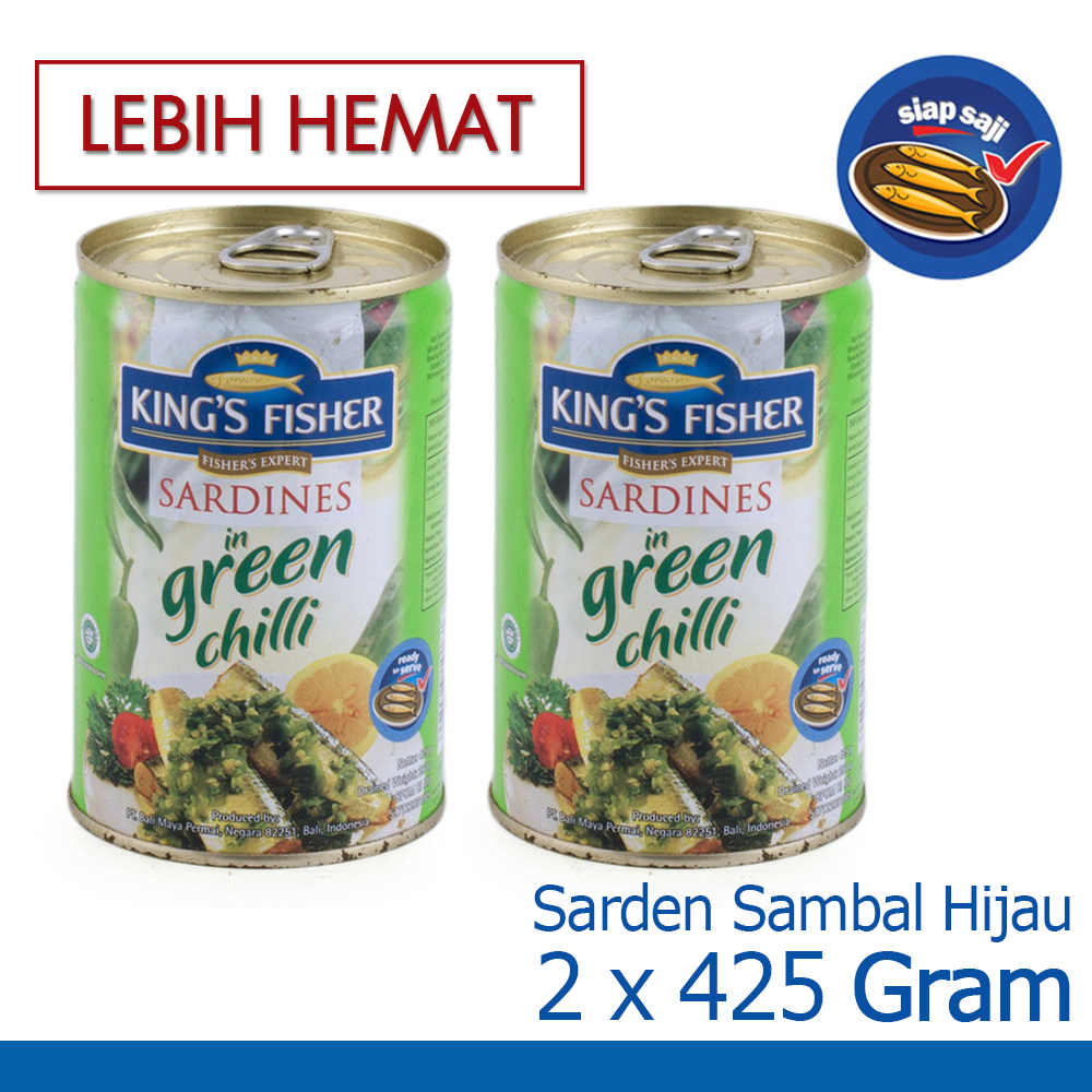 PAKET 2 PCS Kings Fisher Sarden Sambal Hijau Makanan Kaleng 425 g