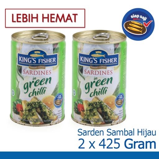 PAKET 2 PCS Kings Fisher Sarden Sambal Hijau Makanan Kaleng 425 g