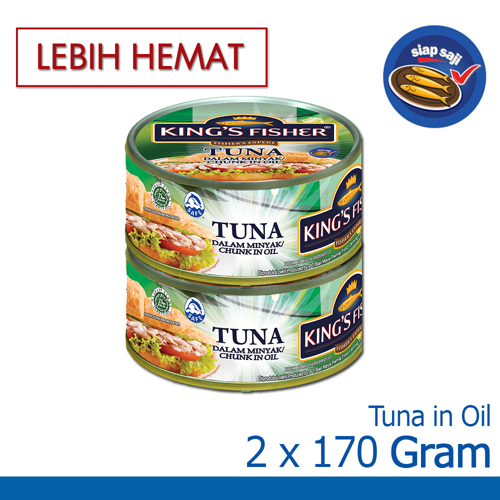 Paket 2 pcs Kings Fisher Tuna dalam Minyak Nabati Tuna in Oil Daging Tuna Makanan Kaleng 170 g